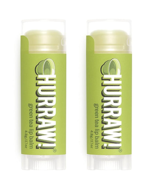 Hurraw! Green Tea Lip Balm, 2 Pack: Organic, Certified Vegan, Cruelty and Gluten Free. Non-GMO, 100% Natural Ingredients. Bee, Shea, Soy and Palm Free. Made in USA