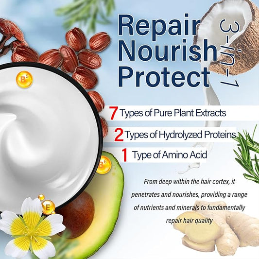 Hydrolyzed Keratin Hair Mask | Pure Plant Keratin Treatment at Home | Deep Moisture Repair Deep Conditioning for Dry, Damaged, Curly, Oily, Frizzy Hair Protein Mask