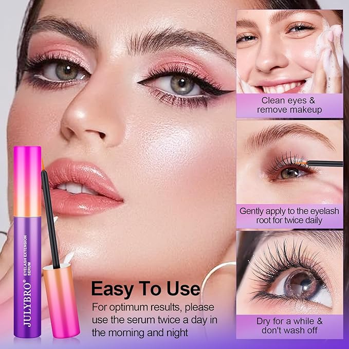 Eyelash Growth Serum(3ML), Eyelash Extension Serum with Natural Ingredients for Eyelash and Eyebrow, Eyelash Growth Serum to Grow Lashes Thicker, Healthier and Stronger