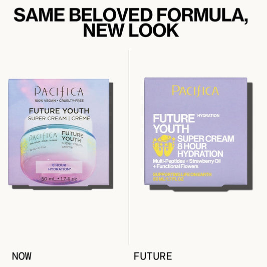 Pacifica Future Youth Super Cream – Daily Anti-Aging Moisturizer for All Skin Types, Lightweight Hydration with Advanced Peptides & Antioxidants, Improves Firmness & Elasticity, Vegan & Clean Beauty