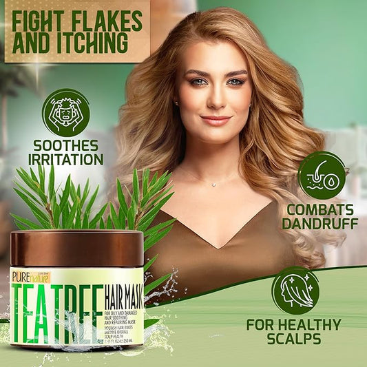 Tea Tree Oil Hair Mask - Conditioner and Deep Moisturizer Treatment for Dry Damaged Hair - With Hydrating Protein for Advanced Repair - Soothing for Itchy Scalps and Dandruff
