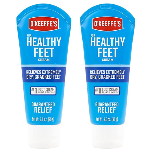 O'Keeffe's for Healthy Feet Foot Cream - 3 oz Tube (2 Pack) - Guaranteed Relief for Extremely Cracked, Dry Feet, Repairing Skincare, Instantly Boosts and Retains Moisture Levels