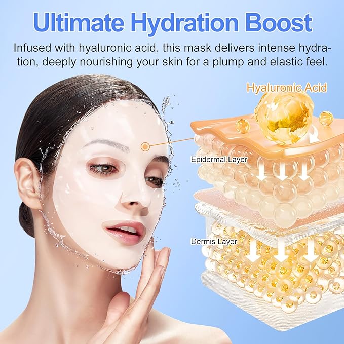 Collagen Face Mask 6P, Collagen Hydrogel Mask, Moisturize, Firm & Enhance Skin Vitality, Pore Minimizing, Elasticity Improvement 6 Packs