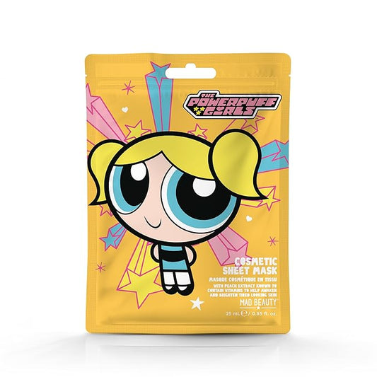 MAD Beauty Powerpuff Girls Cartoon Cosmetic Sheet Mask Buttercup, Super Cute, Yellow, Peach