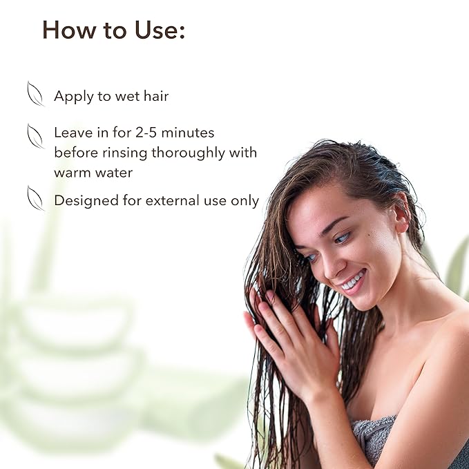 Aloe Vera Hair Mask with Organic Aloe Vera for Hair – Hydrating & Fortifying, 96.9% Natural, Vegan, Deep Treatment for Damaged, Dry & Curly Hair, Shea Butter & Rice Proteins, 8.5 Fl Oz