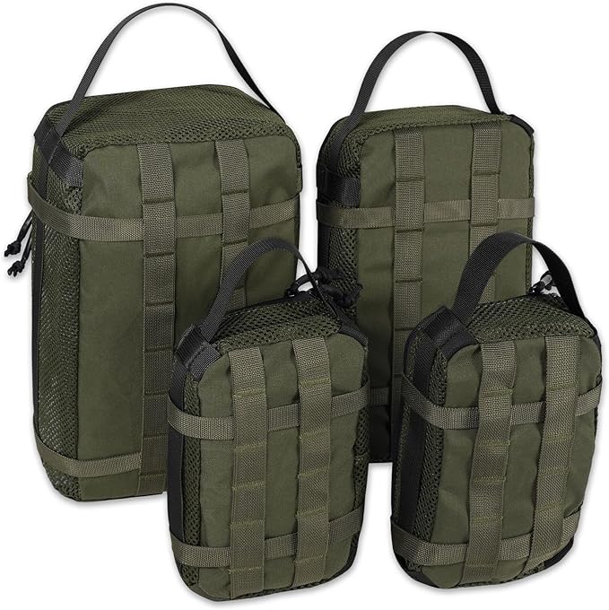 4 Set Tactical Packing Cubes ，Compressible Mesh Duffle Storage Bag,Portable Edc Molle Pouch Organizer.