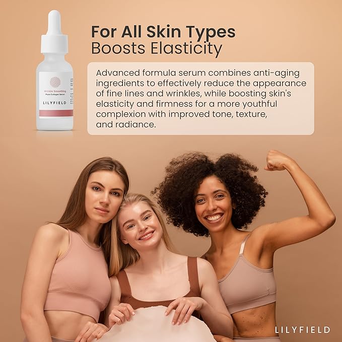 LILYFIELD Wrinkle Correcting Serum with Phyto Collagen & Vitamin C. Korean Skincare. Anti-Aging, Target Dark Spots and Fine lines,Smoothing, All Skin Types. Korean Skin care 30ml, 1 fl. oz