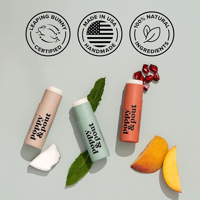 Poppy & Pout Sweet Mint A Jumbo Lip Balm | All Natural Lip Balms & Moisturizers | Hydrates with Beeswax, Vitamin E, Organic Coconut Oil | Cruelty-Free | Lip Balm in Recyclable Cardboard Tube