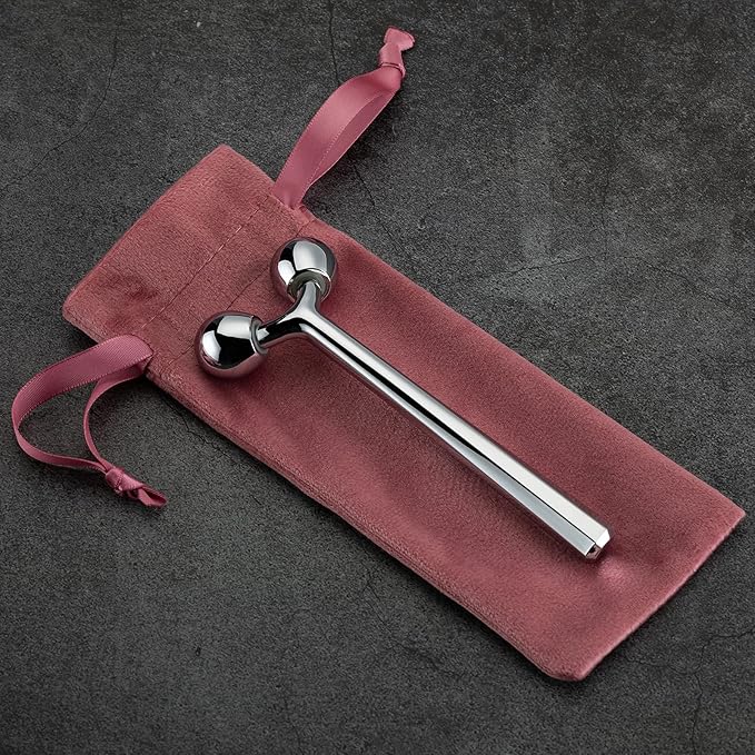 Tekson Facial Roller Massager, 3D Metal face Massage GuaSha Tool for Eye Reduce Puffiness, Face Lift, Anti-Aging, Skin Tightening