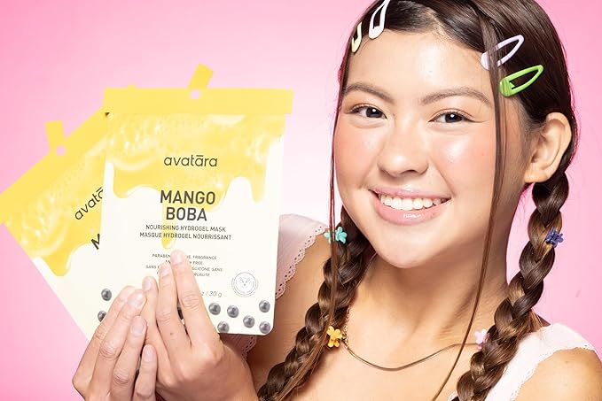 Avatara Mango Boba Nourishing Hydrogel Mask, 2-Piece Hydrating, 30 g, 1-Pack