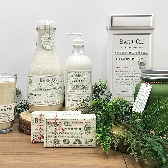 BARR-CO. Fir & Grapefruit Scent Shea Butter Lotion for Dry Skin, Bright Grapefruit and Cooling Balsam, Shea Moisturizing Lotion for Sensitive Skin, 16 fl oz