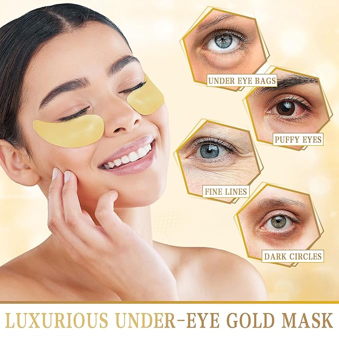 Danvisit 60 Pcs Under Eye Patches: 24K Gold Eye Masks for Dark Circles and Puffiness Anti-Aging & Rejuvenating Hydrogel Eye Patch