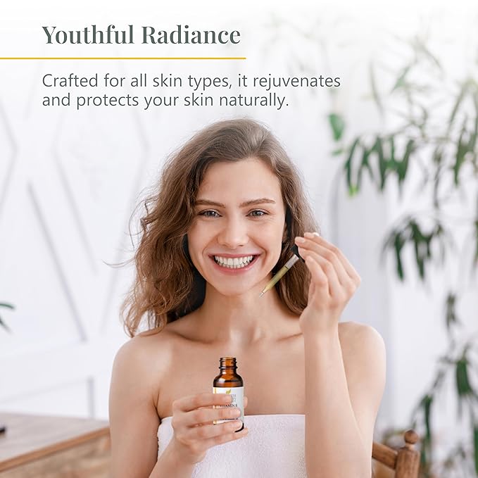 Health Priority Naturals Organic Vitamin E Oil for Skin - 0.5 Fl oz Vitamin E Serum with Jojoba and Avocado Oil - 15000 IU Unscented, Handcrafted for Face and Hair, Non-GMO and No Gluten