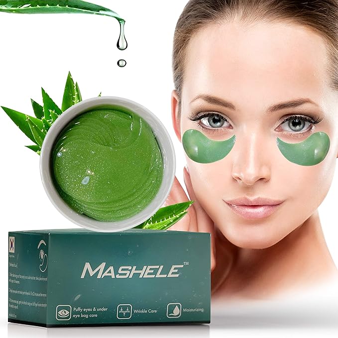 Korean 60pcs Aloe Vera Collagen Under Eye Gel Patches Mask, Treatment for Puffy Eyes, Dark Circles, Anti Wrinkle Pads, Moisturizing for Women and Men (60pcs patches aloe vera)