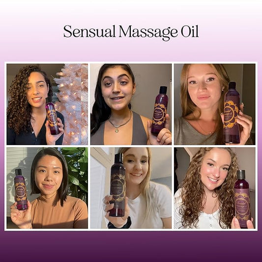 Aromatherapy Sensual Massage Oil for Couples - Relaxing Lavender Massaging Oil for Massage Therapy with Vitamin E Jojoba & Sweet Almond - Naturally Scented Vegan Non GMO & Gluten Free (8 Fl Oz)