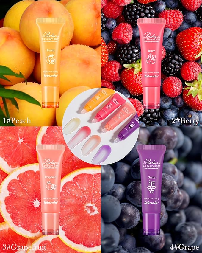 Lip Glowy Balm,Hydrating Nourishing Repair Sleeping Lip Mask,Glossy Finish Lip Moisturizer,Smooth Cracked Chapped Dry Lip,Lip Care Therapy Treatment,Women's Day Makeup Gift for Women-3#Grapefruit