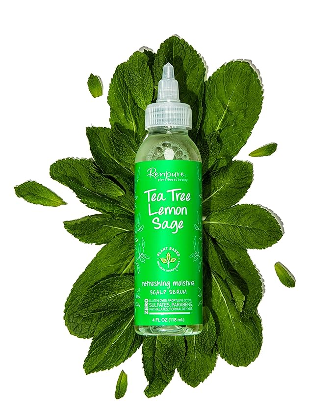 Renpure Plant-Based Beauty Tea Tree Lemon Sage Refreshing Moisture Scalp Serum, 4 Fluid Ounces