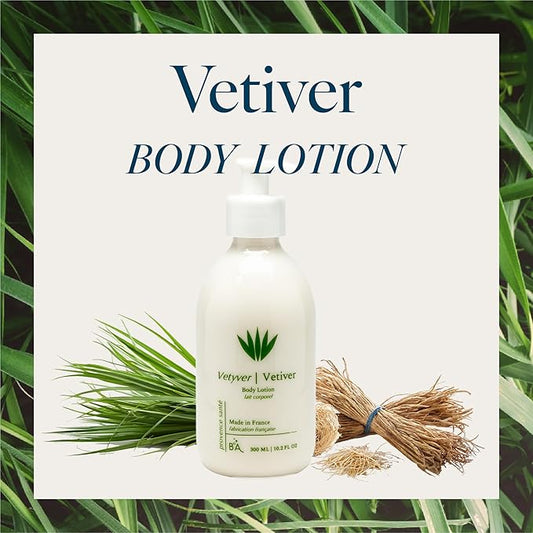 Provence Sante Body Lotion - Ultra Hydrating Moisturizer - Anti-Aging Cream for Dry Skin - Nourishing Vetiver Scent - Made in France - 10.2 Oz