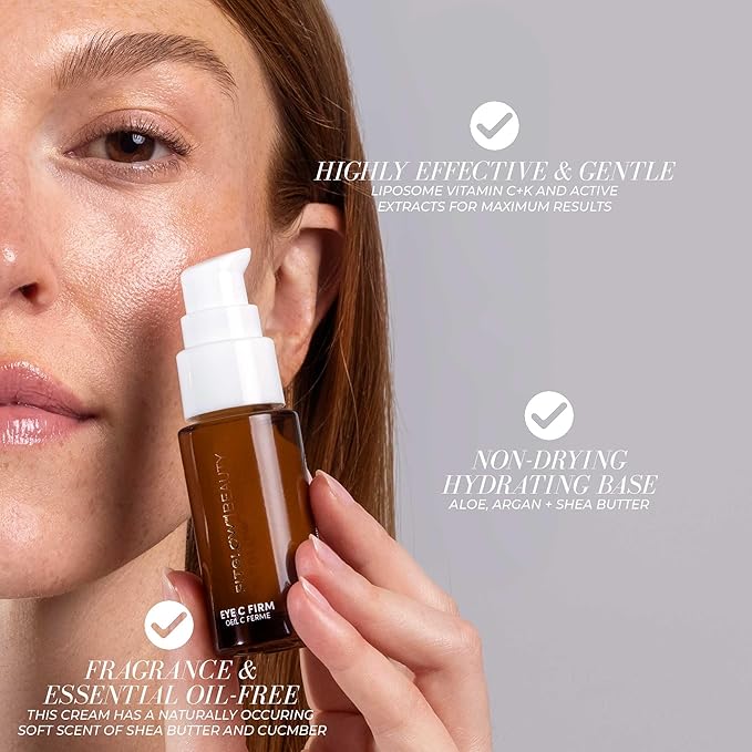 Fitglow Beauty | Eye C Firm Anti Aging, Firming & Hydrating Eye Cream | Reduce Wrinkles, Fine Lines, Dark Circles & Puffiness | Vitamin C + K, Caffeine, Hyaluronic & Botanical Extracts | Clean Beauty