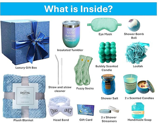 18 pcs Mother's Day Gift Set, Get well Soon Gift for Women,Care Package for Women, Relaxing Spa Gifts Set with Blanket, Unique Birthday Gifts for Mom, Sister, Wife, Best Friend and Loved Ones