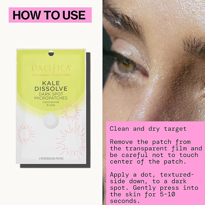 Pacifica Dark Spot Dissolving Micropatches – Microneedling Dots with Niacinamide, Tranexamic Acid & Kale to Fade Post-Acne Marks and Age Spots, Brightening Patch Treatment, Clean Vegan Skincare