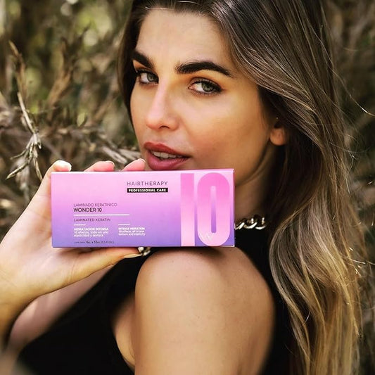 WONDER 10 Profesional Hair Therapy, Laminated Keratin Ampoules, Intense Hydration, 6 fl oz + 1.5 fl oz