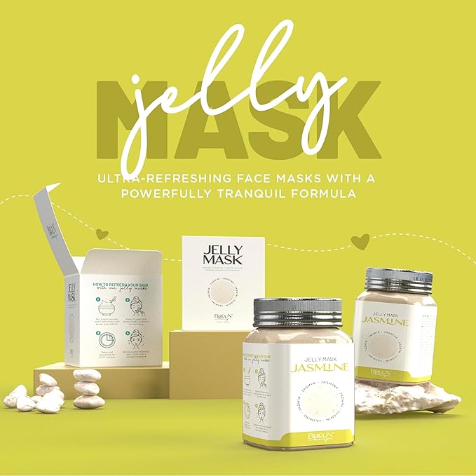 BRÜUN Peel-Off Jazmine Jelly Mask for Face Care – A 23 fl oz Rubber Mask Jar for 30 to 35 Treatments – A Skin Care Moisturizing Gel Mask of Spa Set for Men, Women and Adults