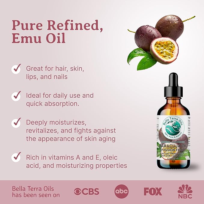 Bella Terra Oils - Maracuja (Passion Fruit) Oil 8 oz - Famed for its High B-Complex Vitamins, Essential Elixir for Radiant & Silky Skin Experience