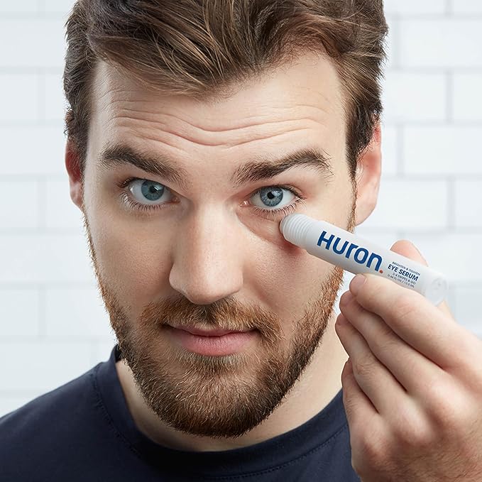 Huron Eye Serum - Men’s Eye Roller - Helps Alleviate Dark Circles, Fine Lines and Puffiness - Contains Niacinamide & Caffeine - Apply Twice a Day