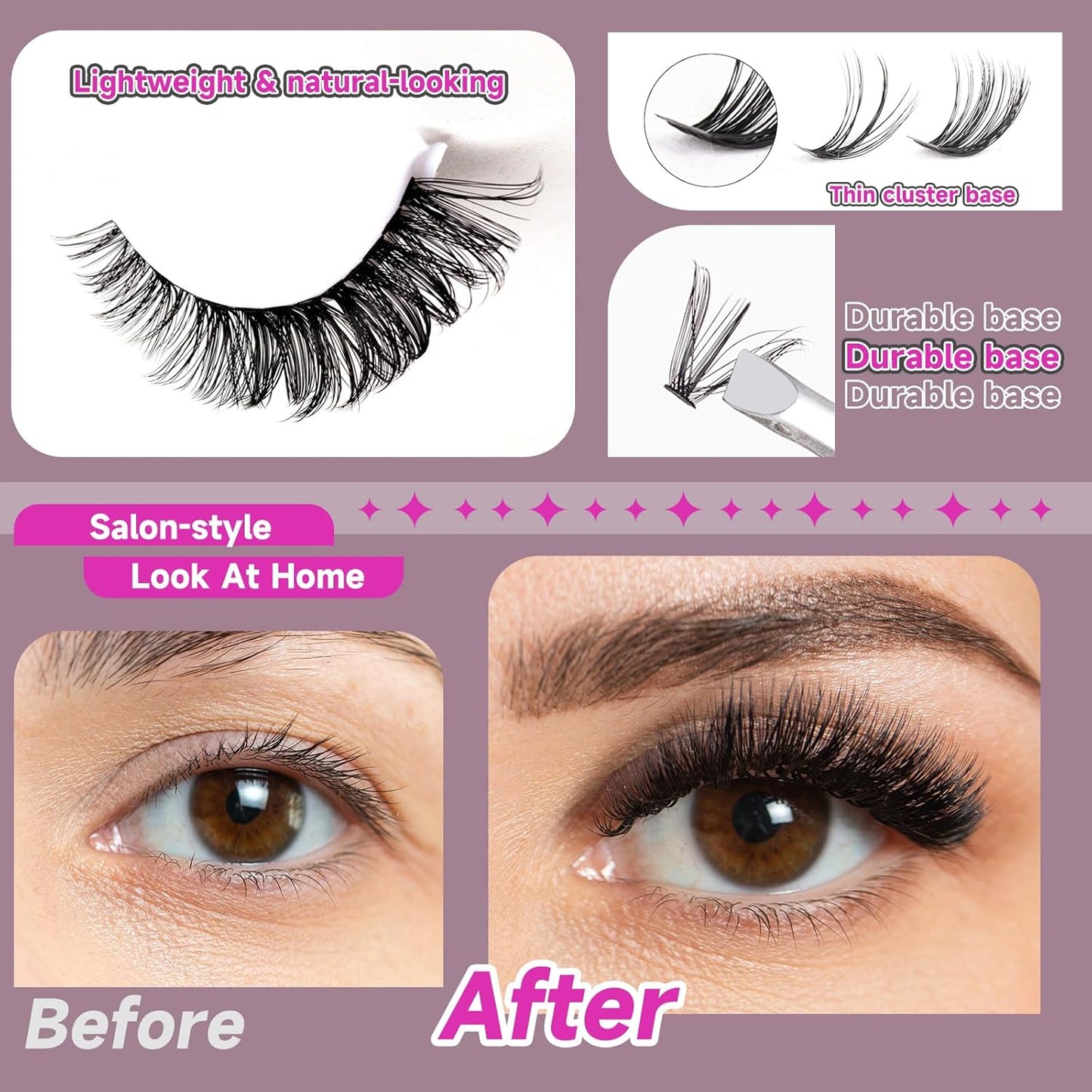Lash Extension 320 Pcs Individual Lashes Cluster Natural DIY Eyelash Extension Lash Clusters 10-16mm Length Mix 30D+40D Soft Eyelash Extensions for Makeup at Home (30+40D-0.07-10-16MIX)