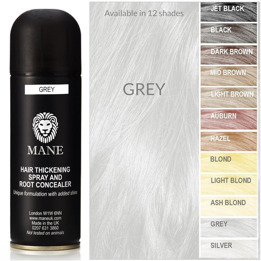 Hair Thickening Fiber Spray by Mane (200 ml, Grey)