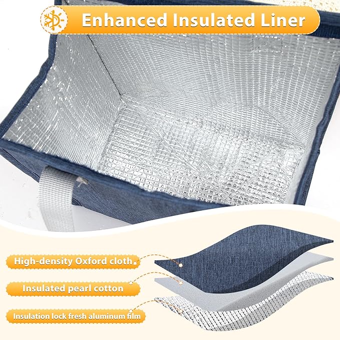 24 Pack Lunch Bags Bulk,Insulated Reusable Lunch Bags with Aluminum for Women Men,Leakproof Tote Large Lunch Box for Office,Work,Beach or Travel,Multicolor