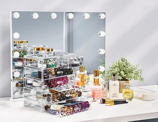Sorbus Acrylic Makeup Organizer - Organization and Storage Case for Cosmetics Make Up & Jewelry - Big Clear Makeup Organizer for Vanity, Bathroom, College Dorm, Closet, Desk (4 Large, 2 Small Drawers)