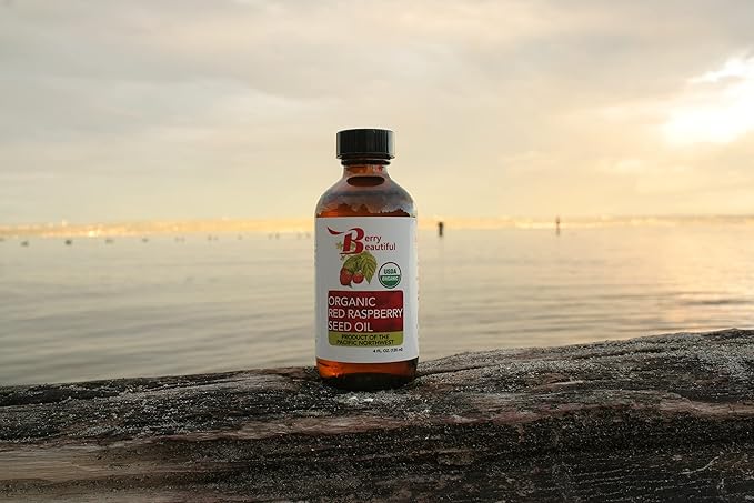 Certified Organic Red Raspberry Seed Oil - Cold Pressed by Berry Beautiful from Organically grown Raspberries - 100% Pure & Unrefined (4 fl oz)