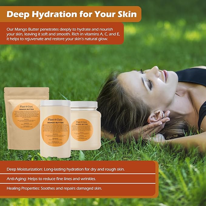 Raw Mango Butter 8 oz. Bar - 100% Pure Natural Unrefined - Great for Skin and Hair Growth. DIY Soap Making, Body Butter, Lotions and Creams.