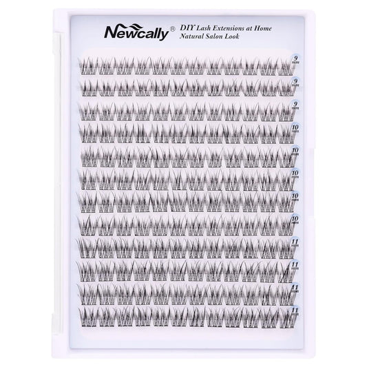 Natural Lash Clusters DIY Eyelash Extension Wispy 144 Pcs Individual Cluster Lashes Extension at Home C-curly 9-11MM Eyelash Cluster Faux Mink False Lashes by Newcally