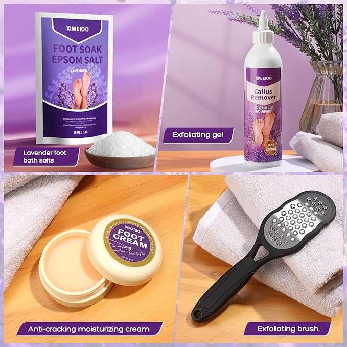 foot salt set Foot Soak with Epsom Salt - For Toenail Repair, Athletes Foot, Softens Calluses, Soothes Sore & Tired Feet…