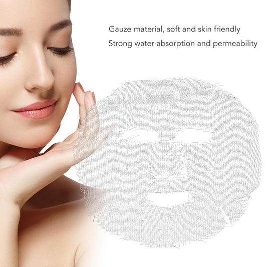 Yosoo Gauze Masks Facials, 50PCS Gauze Facial Mask Strong Permeability Mask Water Absorption Disposable DIY Face Mask Sheets DIY Cosmetic Face Spa Skin Care Skin Fiber Paper Facial Paper Sheet