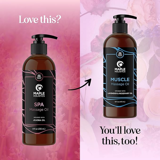 Calming Massage Oil for Massage Therapy - Home Spa Full Body Massage Oil for Sore Muscles for Pro or Home Use with Moisturizing Sweet Almond Oil and Lavender Essential Oil - Non Greasy or Staining