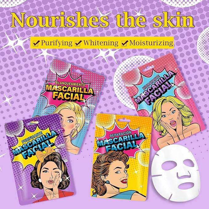 Face Masks Skincare 12 Sheet Pack Hydrating Skincare for All Skin Types, Beauty Girl Series, Natural Home Spa Treatment