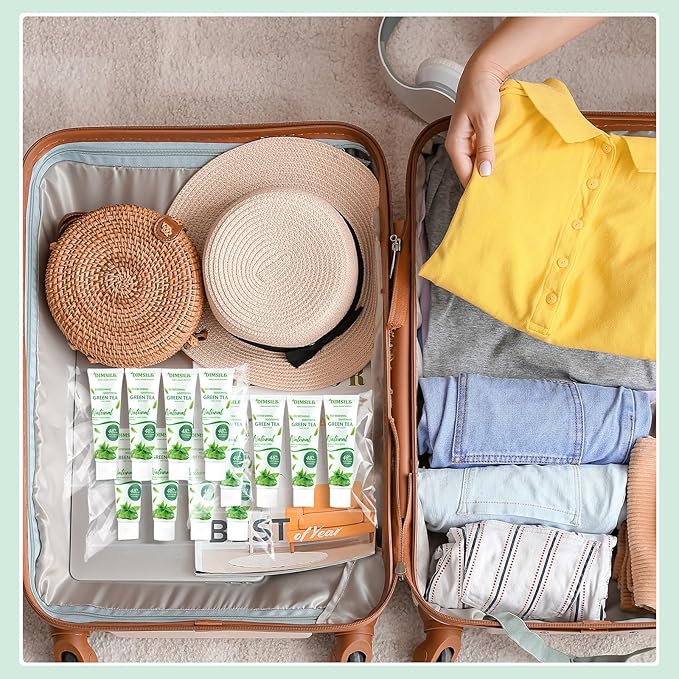 50 Pack Green Tea Travel Size Body Lotion 1 Oz Dry Skin Moisturizer with Flip Cap for Extra Dry Skin, for Inns and Hotels, Airlines, Offices, Gyms and More