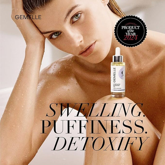 GEMELLE Lymphatic Massage Oil | 6X Award Winner | Detox Rituals, Beauty, Puffiness & Swelling | Arnica & Honeybush | Paraben-Free, Luxury Botanical Skin Care 30ml