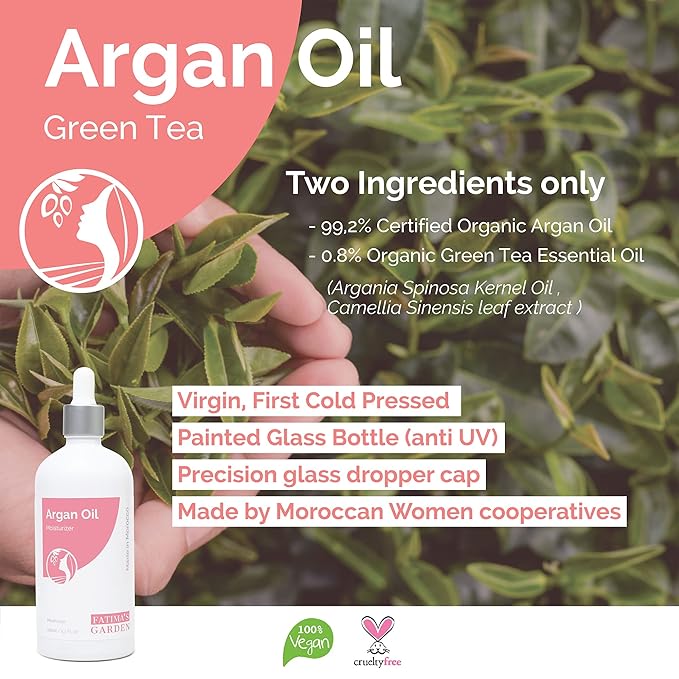 Fatima's Garden Argan & Green Tea Oil - Anti-Aging Moisturizer, 100ml