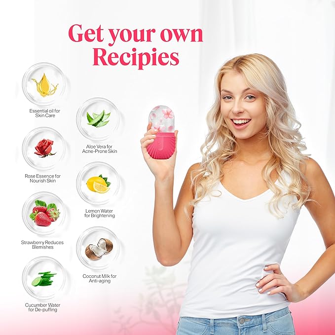 Ice Roller For Face, Fresh up Ice Cube Roller Massager For Face, Reduce puffiness and dark circles, Minimize pores and improve Skin texture (Pink, Ice Roller)