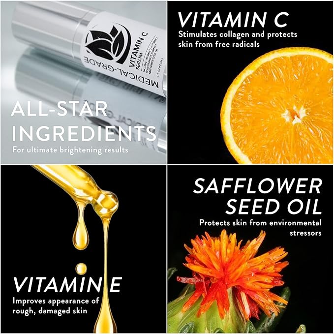 Microderm GLO - Vitamin C Serum, Professional Brightening Facial Skin Serum, with Advanced Collagen Boosting Anti-Aging Vitamin C & E, to Help Skin Look More Firm, Even Textured, and Radiant, 1 Oz