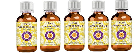 Deve Herbes Pure Grapeseed Oil (Vitis vinifera) Cold Pressed (Pack of Five) 100ml X 5 (16.9 oz)