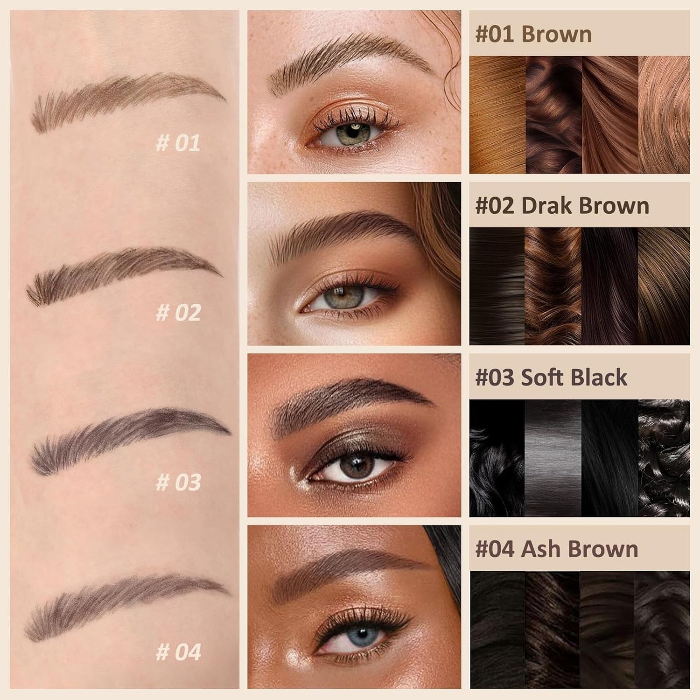 UCANBE Brow-Fection Angled Brush Eyebrow Pen, Liquid Microblading Eyebrow Pencils for Women, Wild Natural Brow Pen for Realistic Hair-Like Brows, Easy to Color, Waterproof, Lasts All Day, Dark Brown