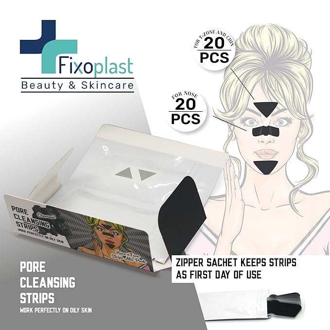 Pore Cleansing Strips, Blackhead remover for nose, chin and T-zone, Charcoal (Charcoal, 40)