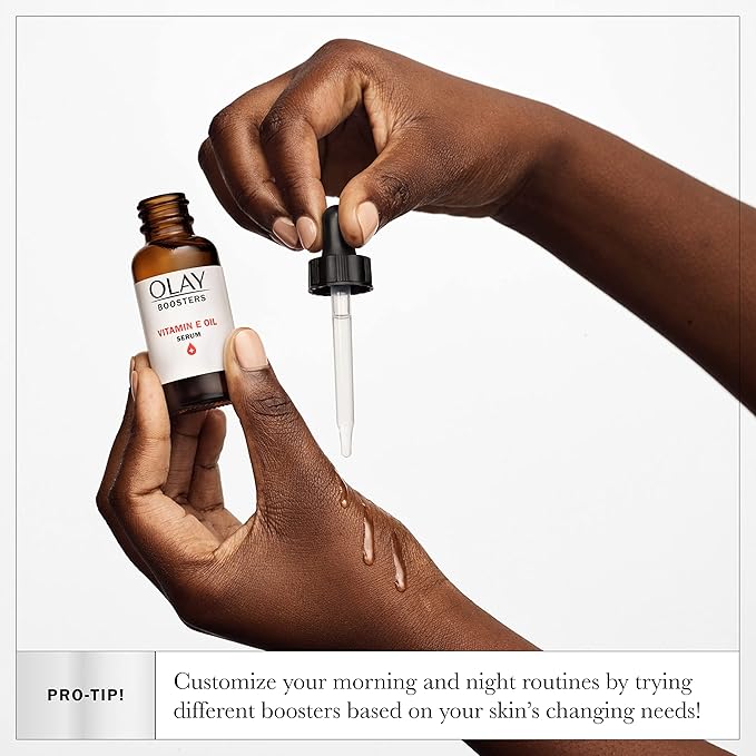 Olay Vitamin E Oil Serum, Nourishing Hydration Booster, Fragrance-Free, 1.0 Oz