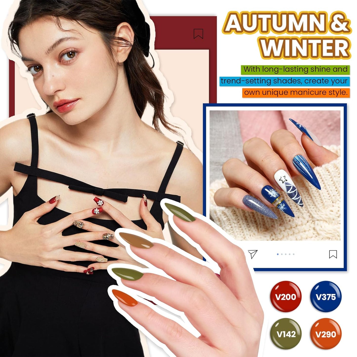 VANREESA Gel Nail Polish Kit with U V Light 74 Pcs Gel Polish Nail Set 56 All Season Colors Nail Polish Set + Base and 4 Effects Top Coat with Manicure Tools Complete Nail Kit Gifts for Women